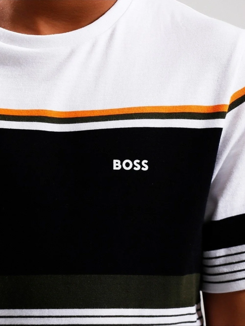 BOSS by HUGO BOSS Boy's T-Shirt Colorblock 100% Cotton White Tee Size 16y